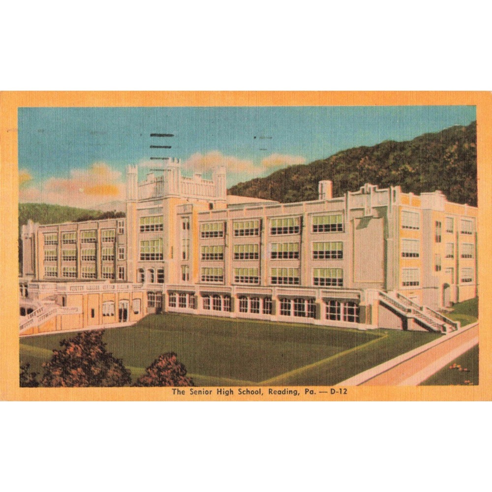 Senior High School Reading Pennsylvania PA Architecture Linen Postcard D-12